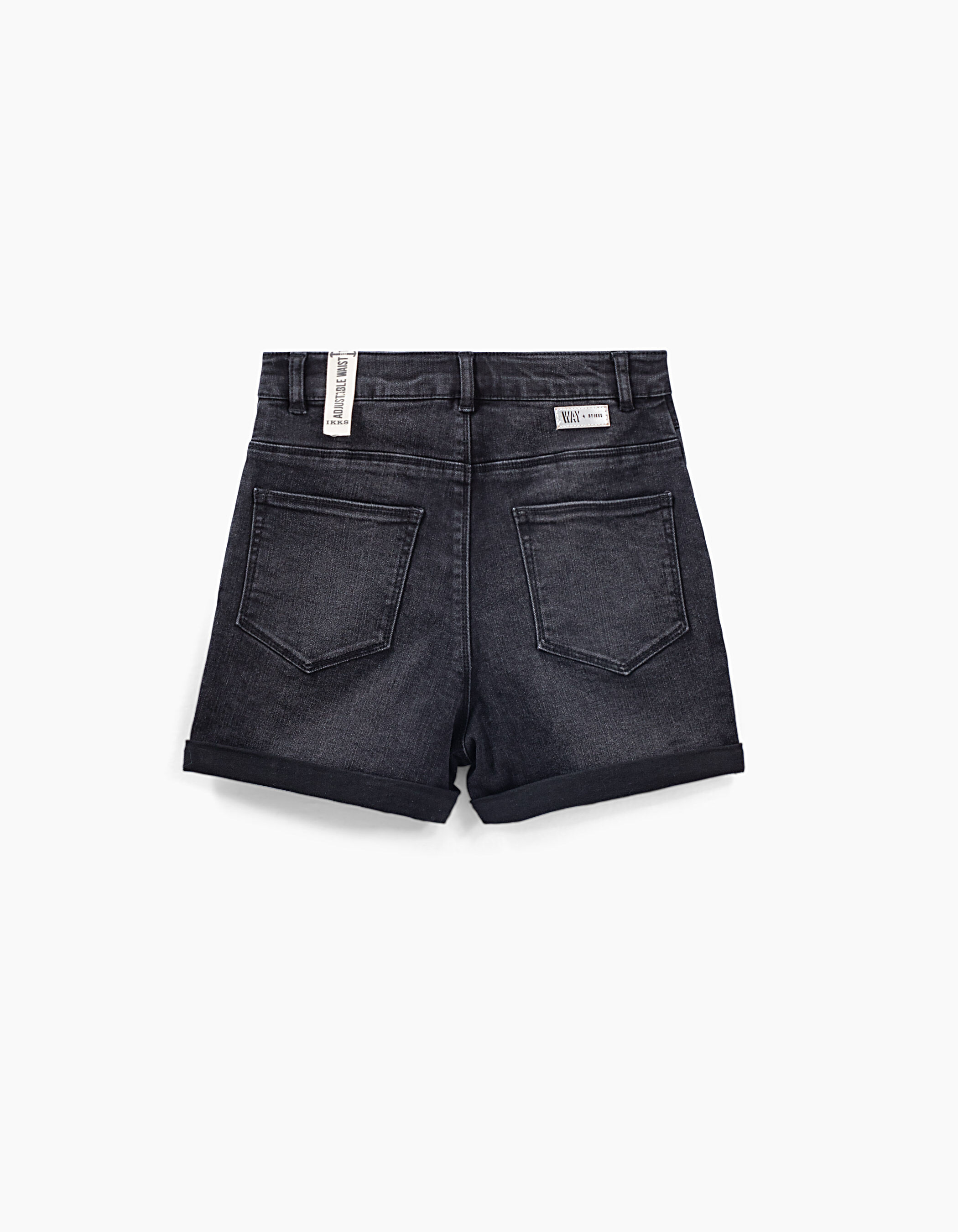 Short mom negro vaquero de talle alto niña