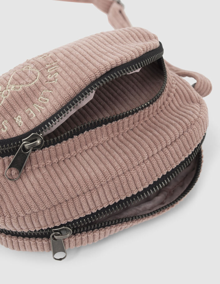 Roze handtas ribfluweel meisjes-7
