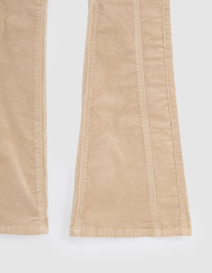 Pantalon FLARE beige taille basse en velours fille-4