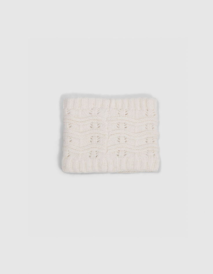 Gestrickter Pelzschn&uuml;rsenkel f&uuml;r M&auml;dchen in Ecru-2