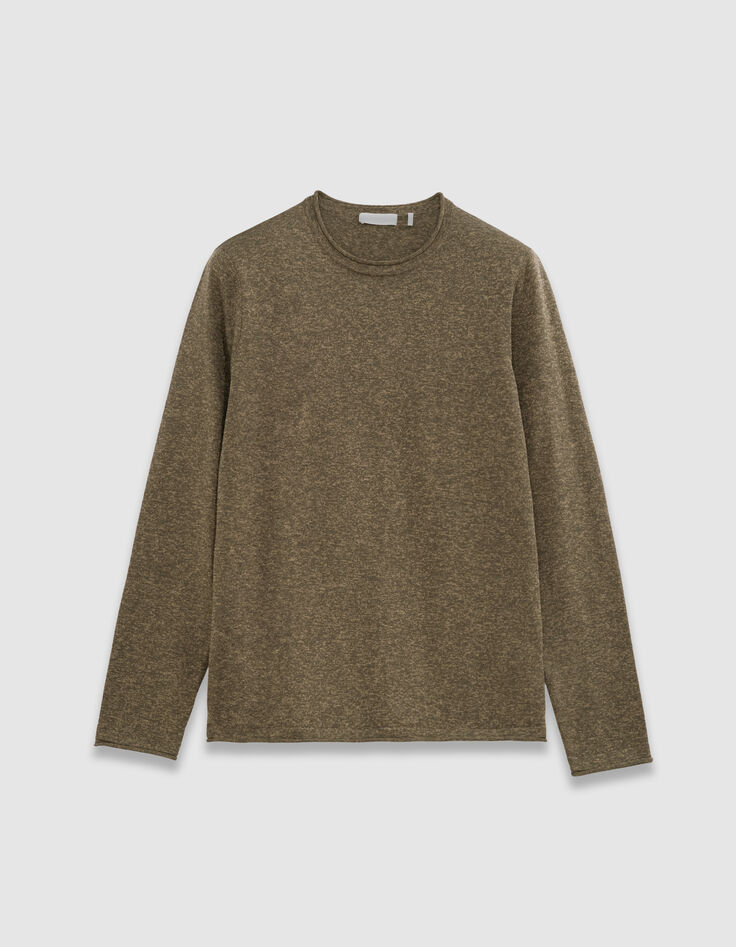 Pull kaki tricot mouliné Homme-5
