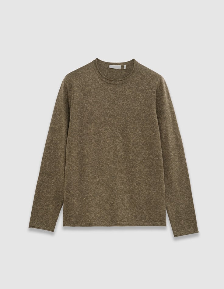 Pull kaki tricot mouliné Homme-5 Pull kaki tricot mouliné Homme-5