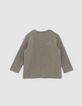 Baby boys’ khaki organic cotton T-shirt with gold marking -3