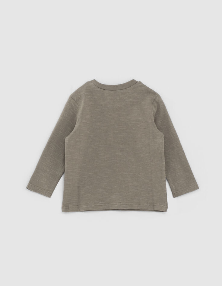 Baby boys’ khaki organic cotton T-shirt with gold marking -3 Baby boys’ khaki organic cotton T-shirt with gold marking -3