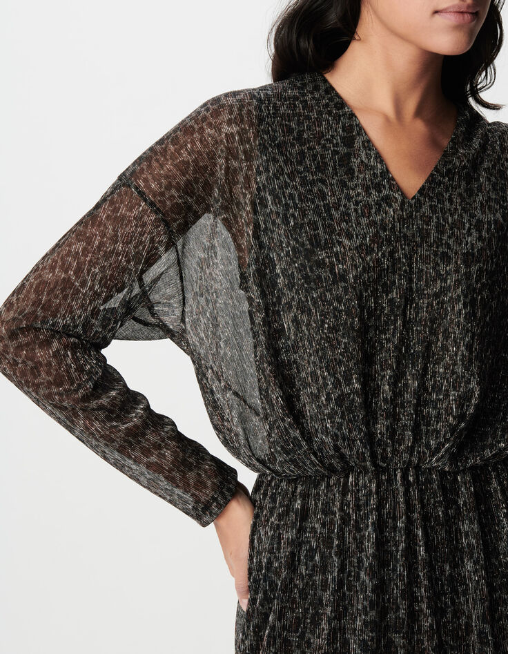 Vestido de punto lurex negro Mujer-5