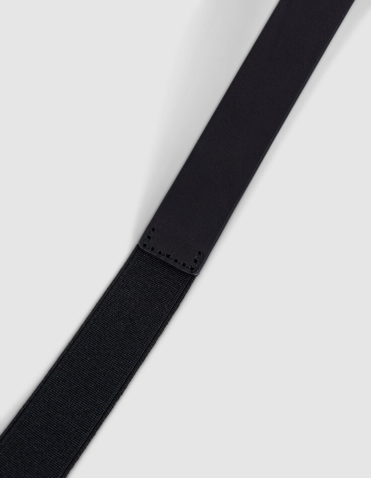 Women's black leather belt with metal buckle-4