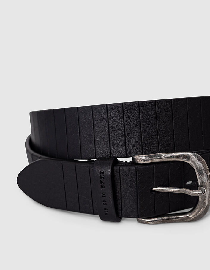 Cinturón negro de piel grabada estilo cartuchera Hombre - IKKS