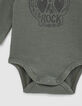 Baby’s light khaki skull graphic organic cotton bodysuit-4