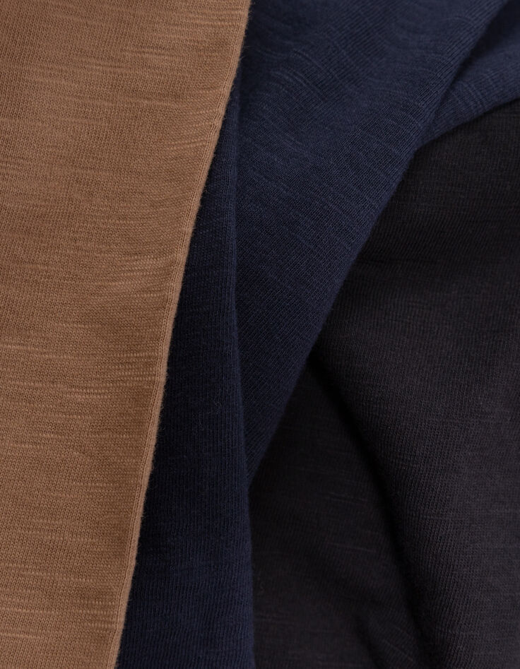 Polo marine, camel et noir maxi chiffres col blanc garçon-7