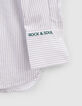 Women’s ecru shirt with thin grey stripes-5