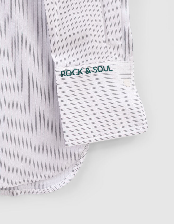 Women’s ecru shirt with thin grey stripes-5