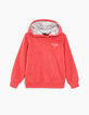 Sweat corail à capuche motifs embossés garçon -3