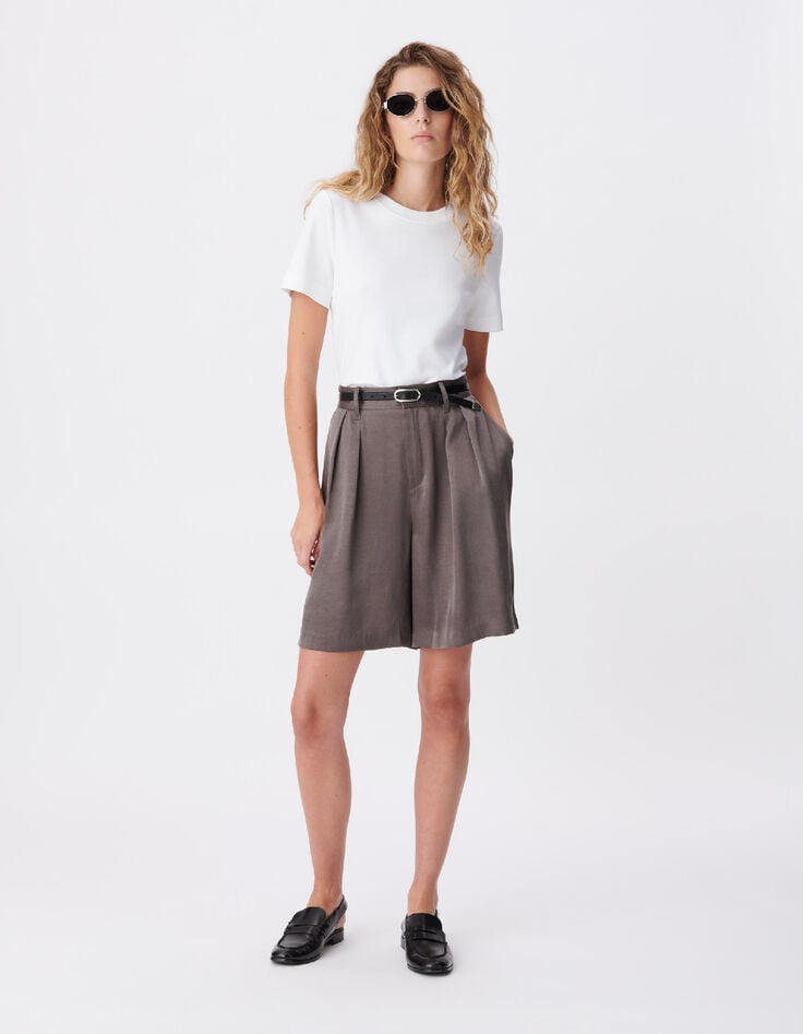 Dames Lyocell&reg; grijze mix getailleerde bermuda-1