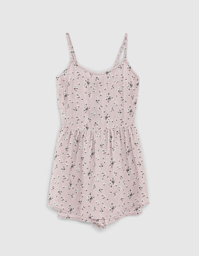 Girls’ violet micro-flower print playsuit - IKKS