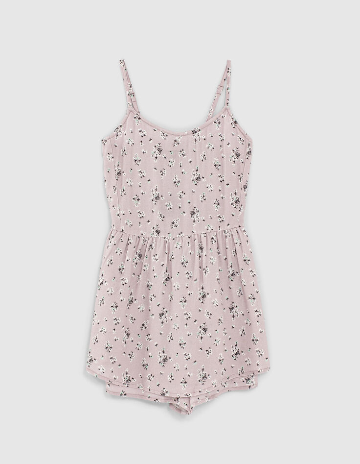 Girls’ violet micro-flower print playsuit-1
