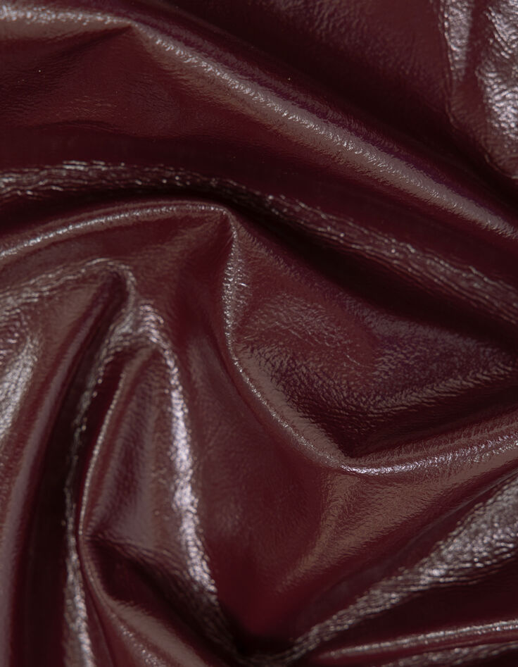 Bordeauxroter Damen-Trenchcoat lang Vinyloptik-8
