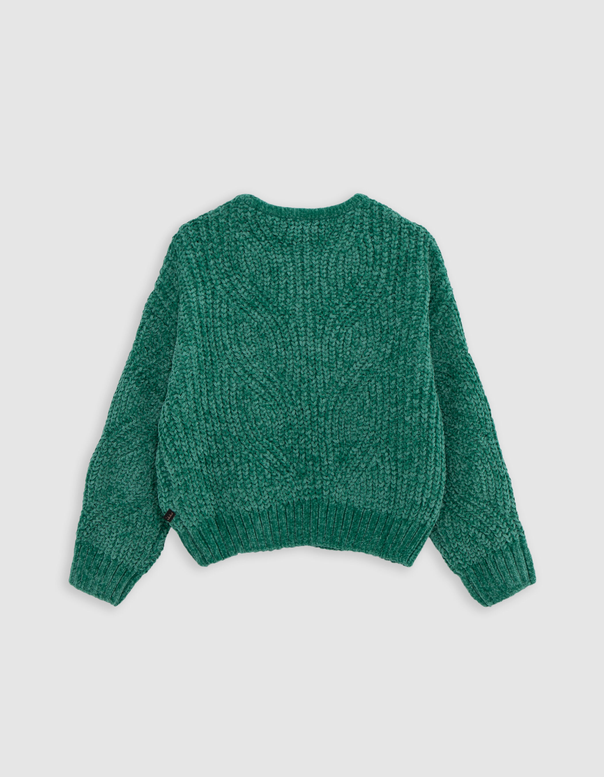 Pull vert tricot chenille points fantaisie fille IKKS