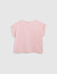 Camiseta rosa algodón orgánico mensaje goma wax niña-3
