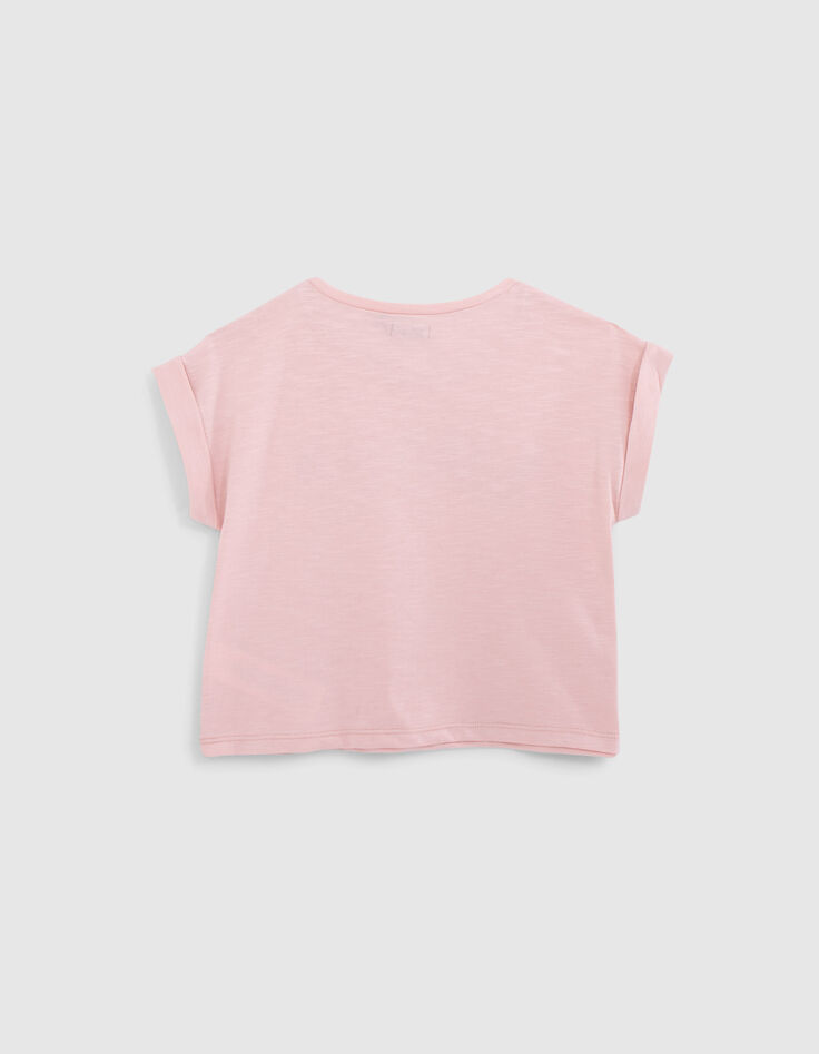 Camiseta rosa algodón orgánico mensaje goma wax niña-3