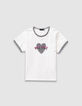 Ecru Mädchen-T-Shirt, Biowolle, Leoprint-Herzen-2