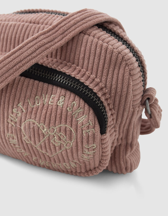 Roze handtas ribfluweel meisjes-5