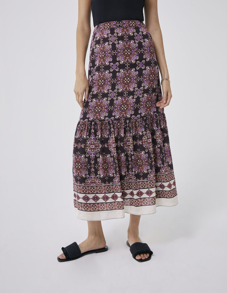 Falda larga violeta estampado bohemio mujer-2