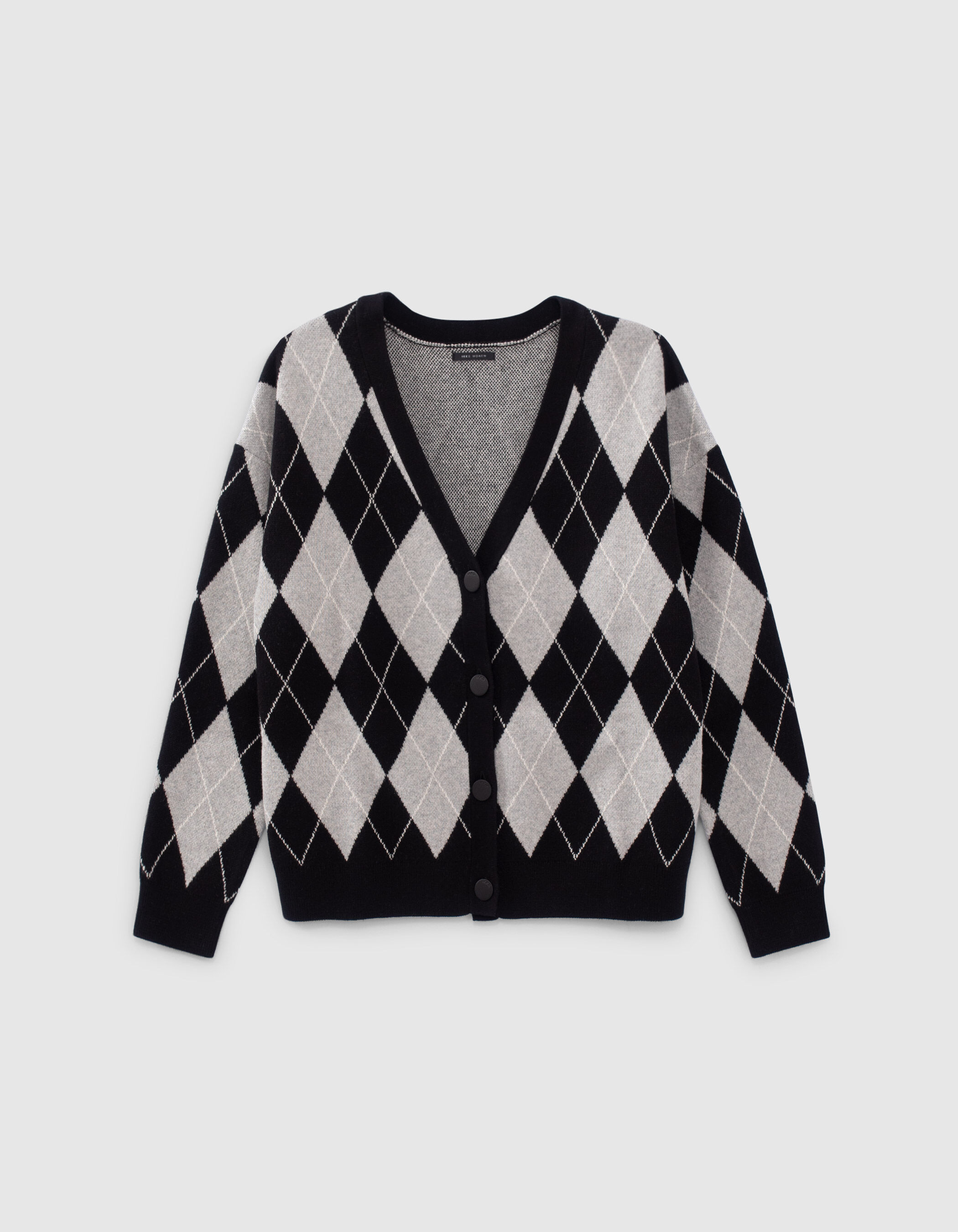 Women s grey and ecru Argyle knit cardigan