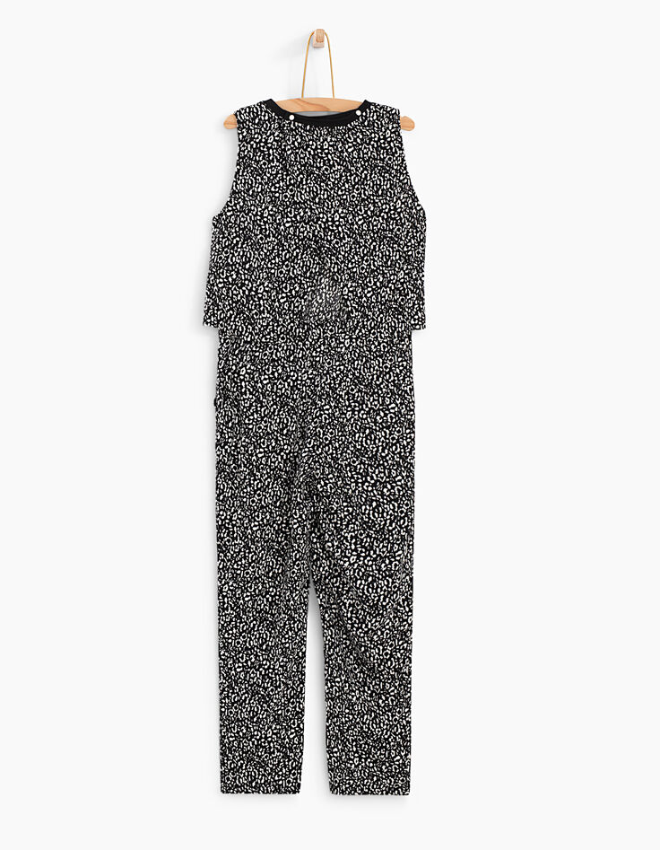 Combinaison-pantalon noire imprimée léopard fille-4
