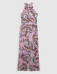 Cremeweißer Recycling-Damenoverall mit Maxi-Paisleyprint-5
