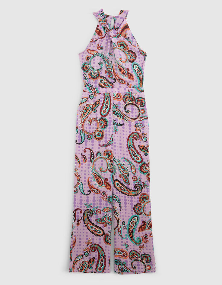 Cremeweißer Recycling-Damenoverall mit Maxi-Paisleyprint-5