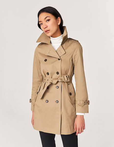 Women’s trench coat, removable hood and facing
