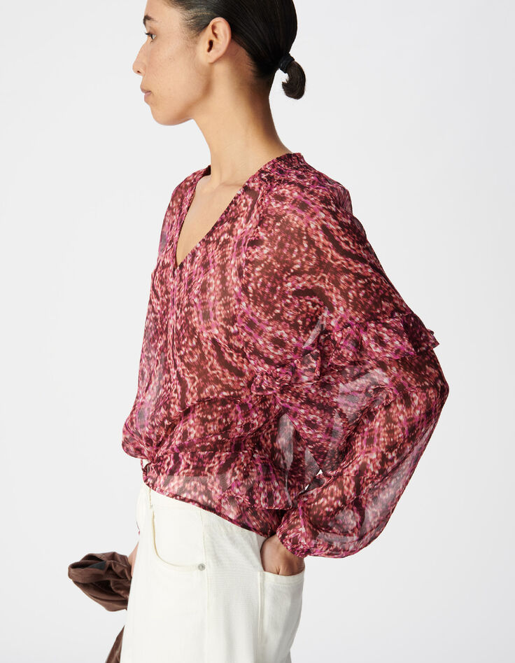 Blouse rose imprim&eacute; animalier Femme-4