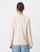 Veste de tailleur beige motif rayures tennis Femme-5