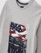 Grau meliertes Jungenshirt mit US-Flagge und Stadion -5