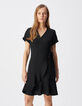 Robe courte noire forme portefeuille Femme-4