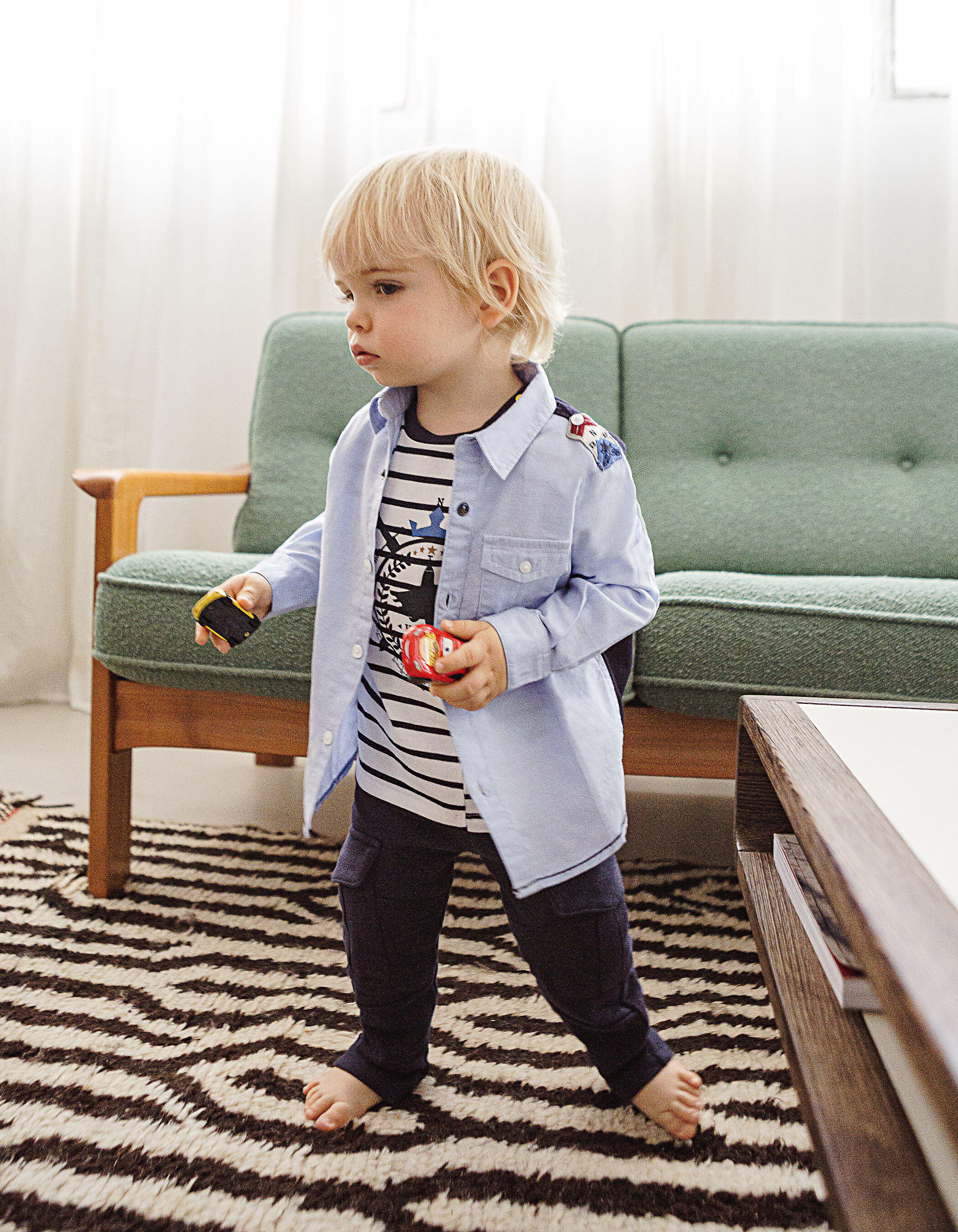 Chemise bleu ciel bi matiere bebe garcon IKKS