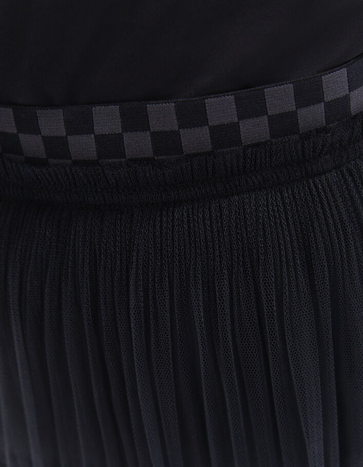 Falda corta plisada negra tul cintura damero mujer - IKKS