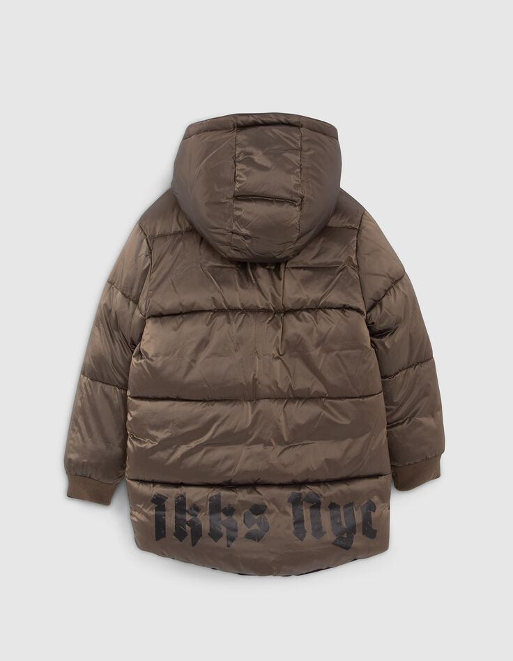 Boys’ black and mocha reversible long padded jacket-4