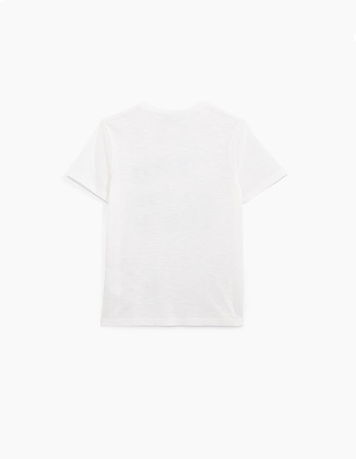 Boys’ off-white organic cotton T-shirt with blue lettering - IKKS