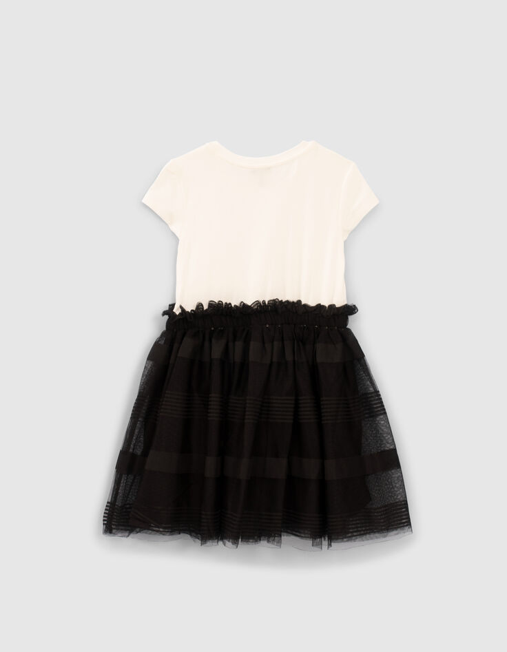 Robe noire bi-matière avec jupon tulle fille-2