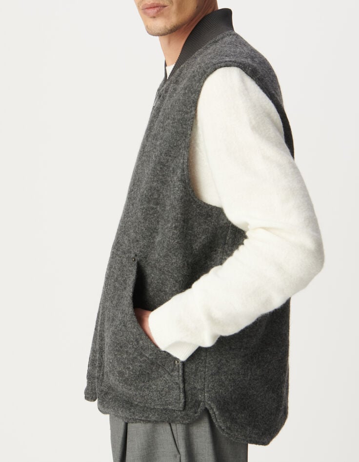 Men’s grey boiled wool waistcoat-4 Men’s grey boiled wool waistcoat-4