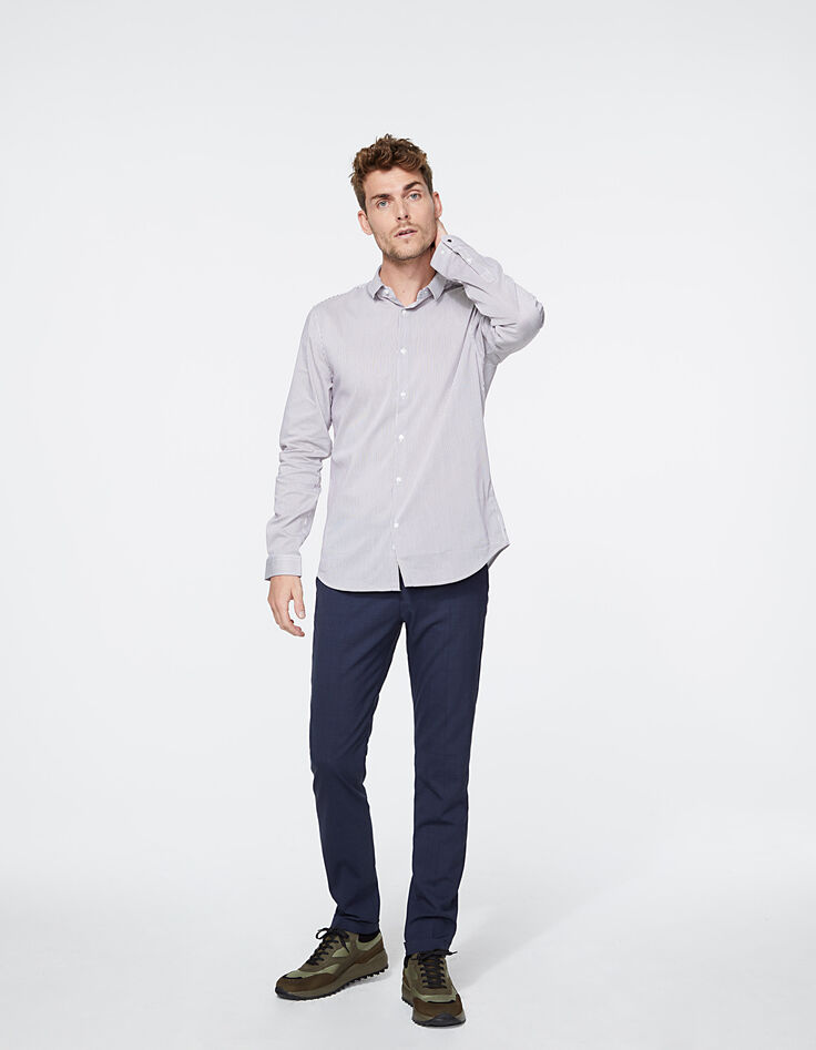 Camisa SLIM de rayas burdeos Hombre-6