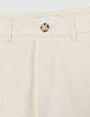 Pantalon tapered beige coton et lin Homme-3