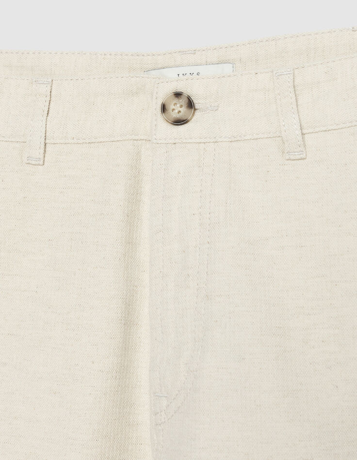 Pantalon tapered beige coton et lin Homme-3