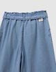 Blue maxi flowing jeans with embroidery on girls' sides-5