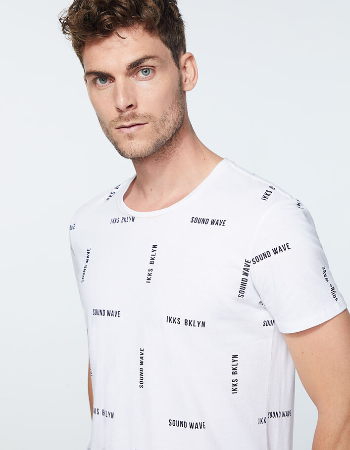 Wit T-shirt met tekst Sound Wave IKKS Bklyn Heren - IKKS