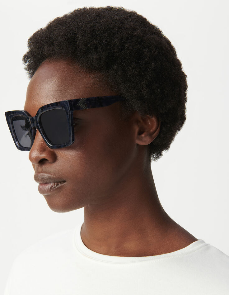 Schwarze Sonnenbrille Billy graue Gläser-1