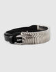 Pure Edition-Ceinture noire cuir bracelets métal Femme-2