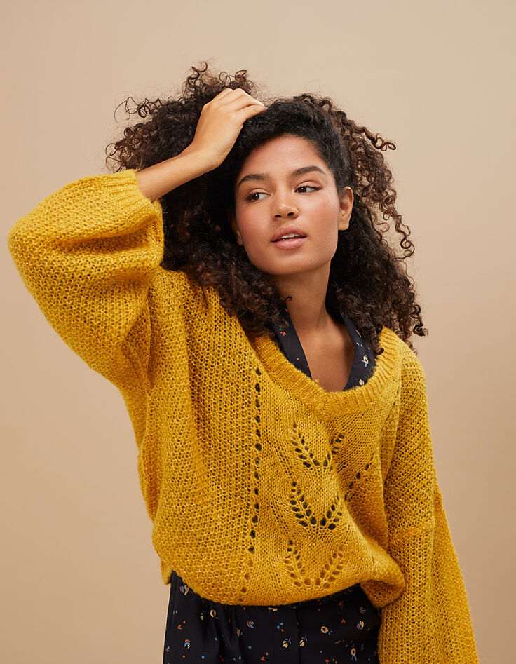 Pull mimosa tricot mohair mélangé I.Code-1