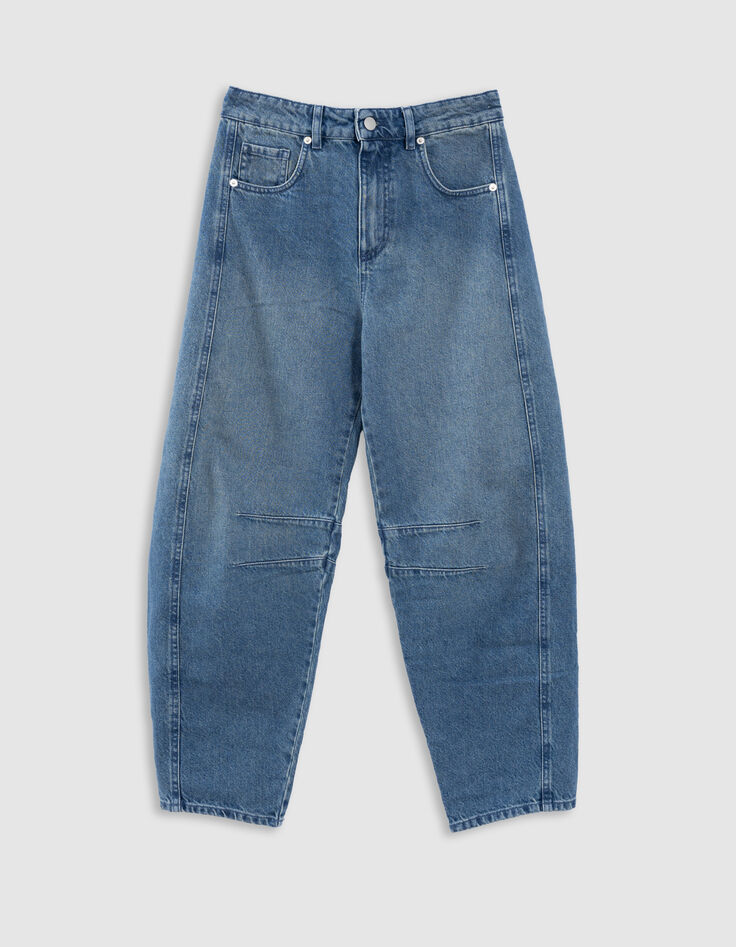 Jean ballon denim bleu détails découpes-6